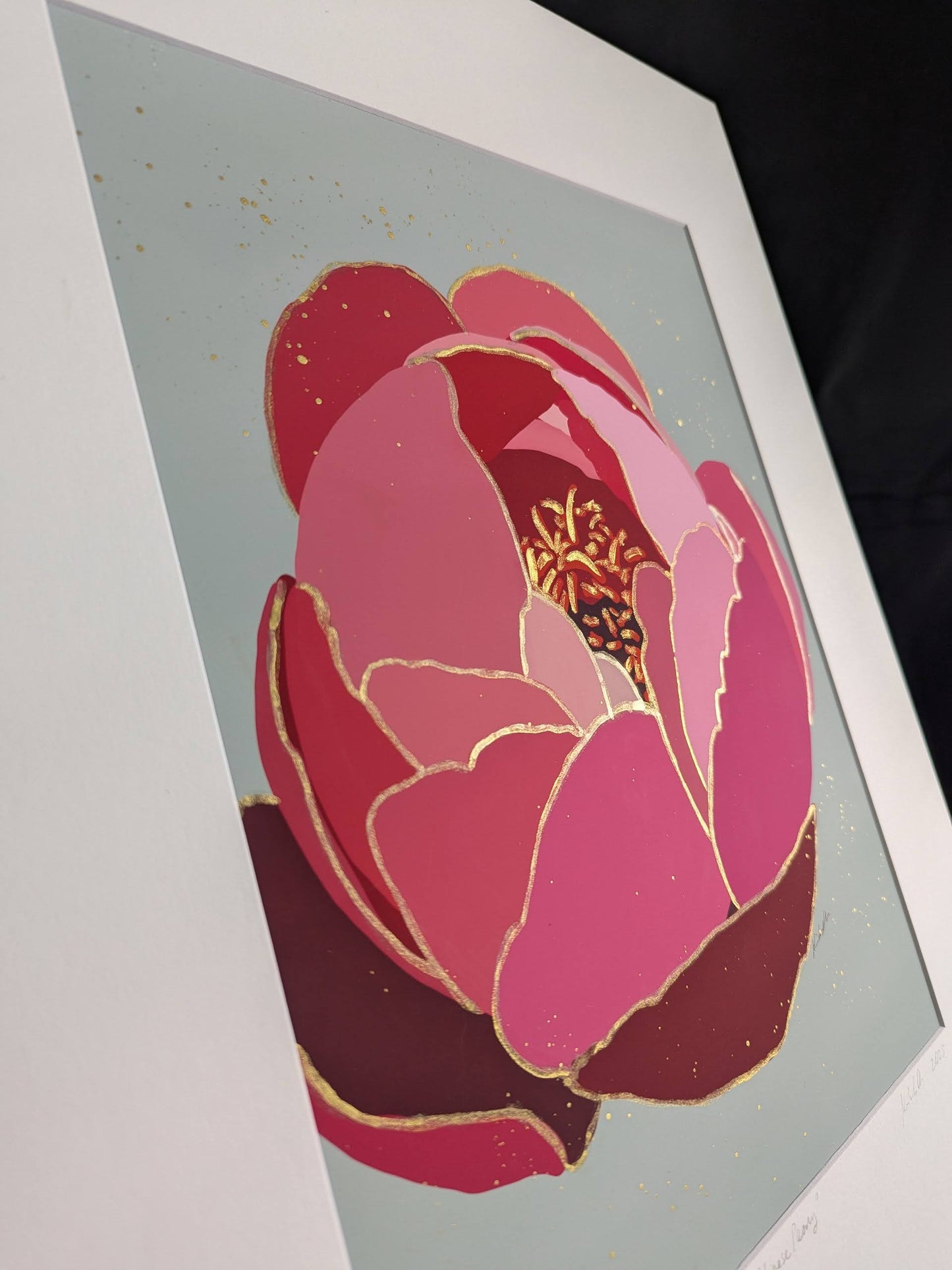 Chinese Peony - Gold Ink Embellished