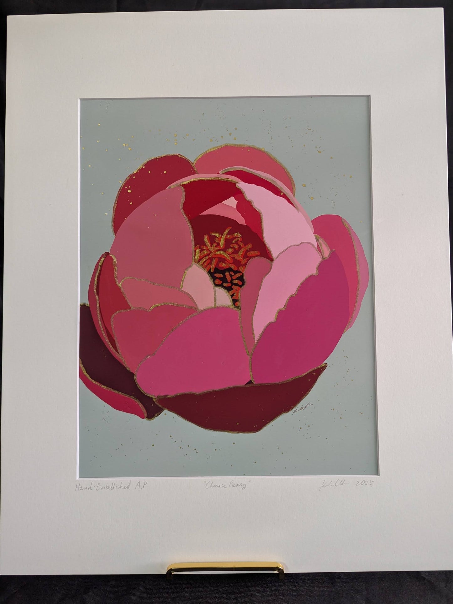 Chinese Peony - Gold Ink Embellished