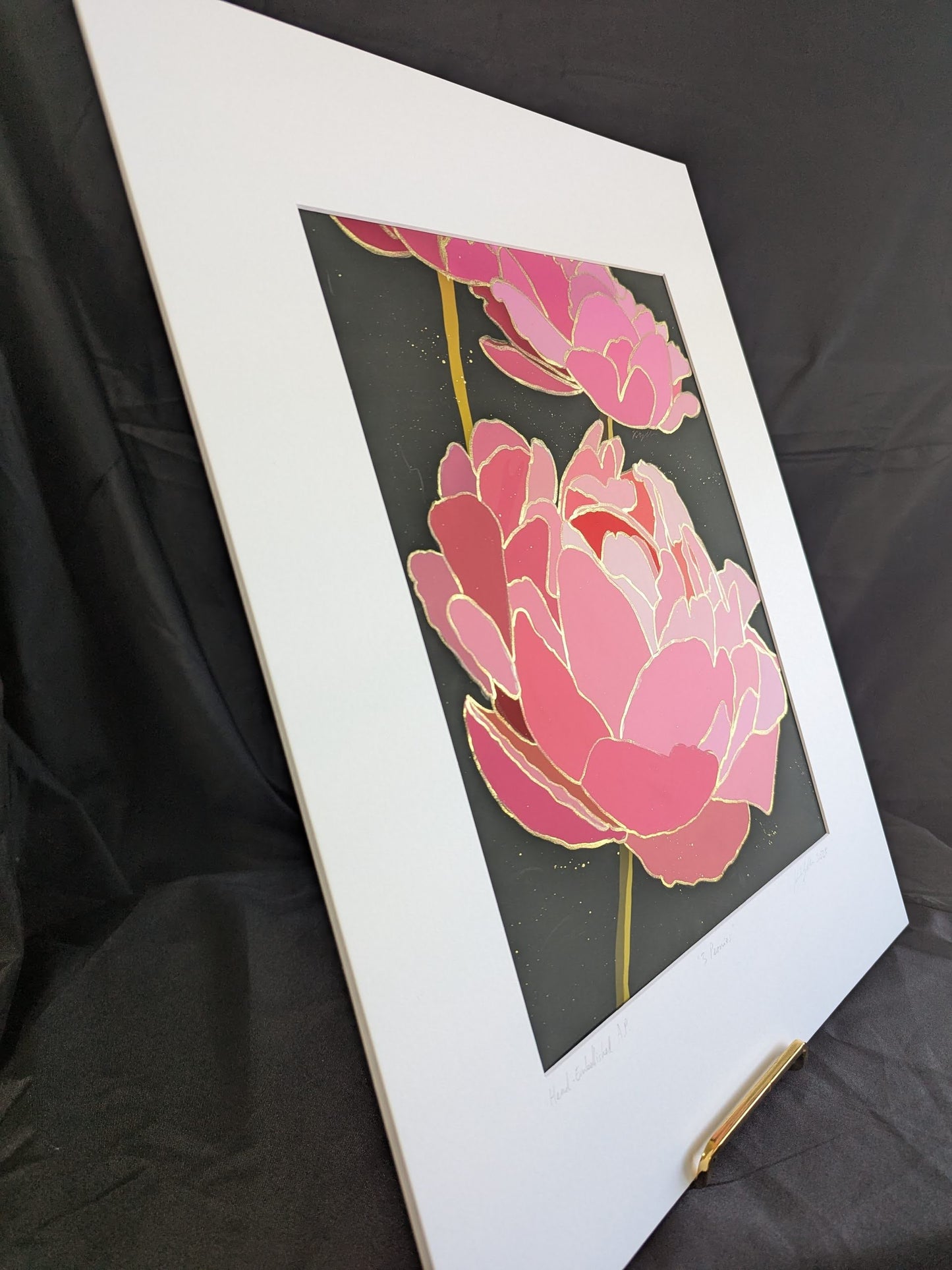 3 Peonies - Gold Ink Embellished - 2nd edition
