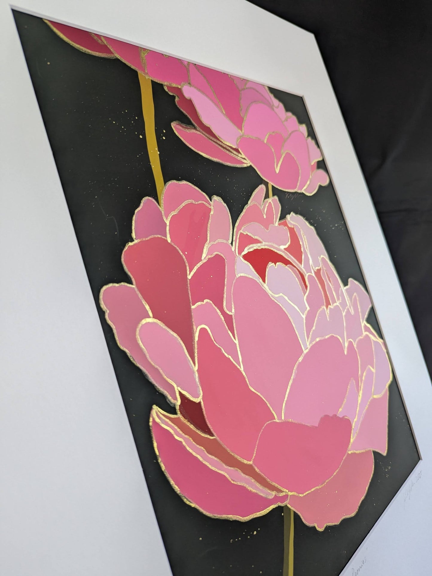 3 Peonies - Gold Ink Embellished - 2nd edition