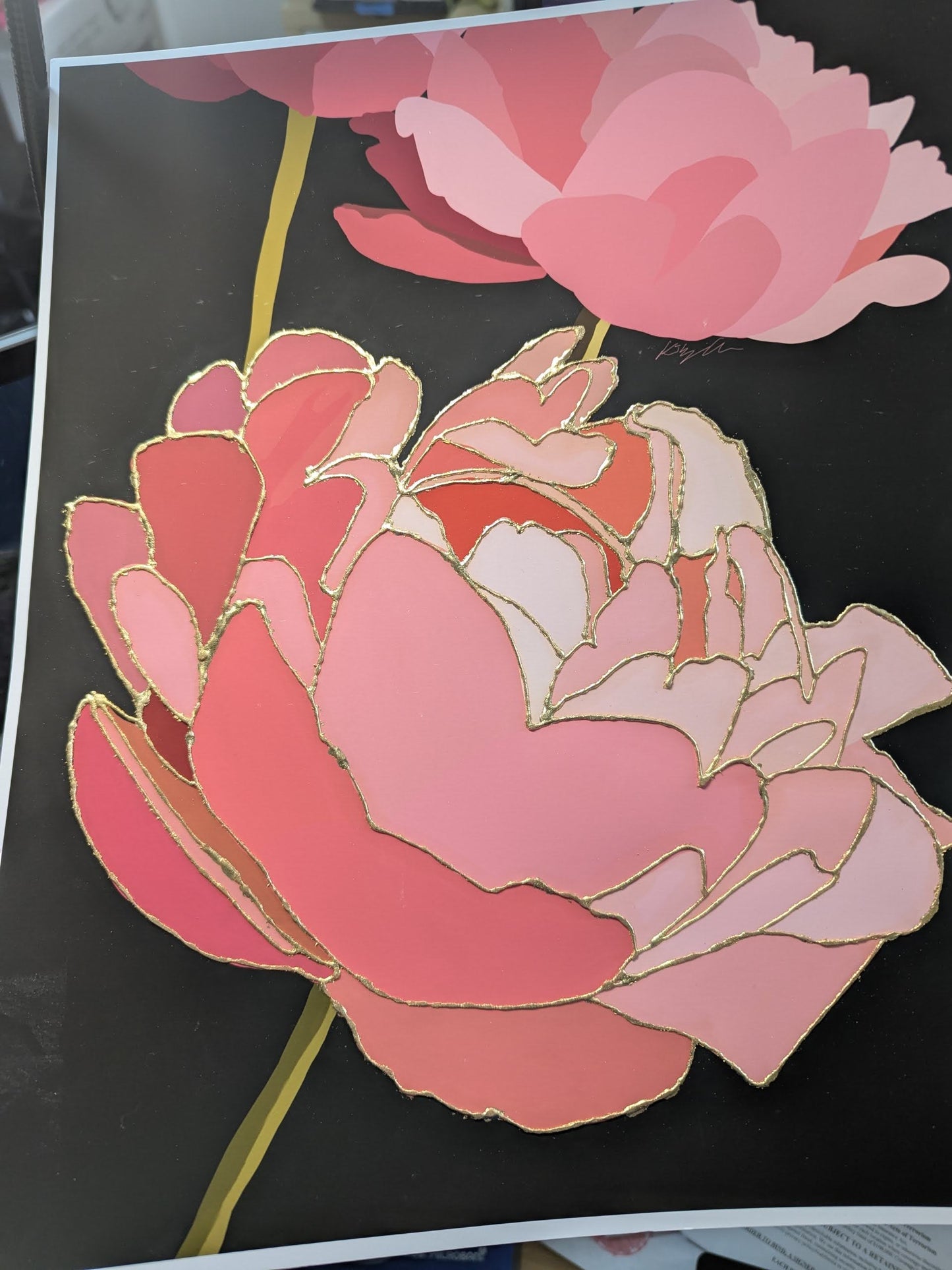 3 Peonies - Gold Leaf Gilded