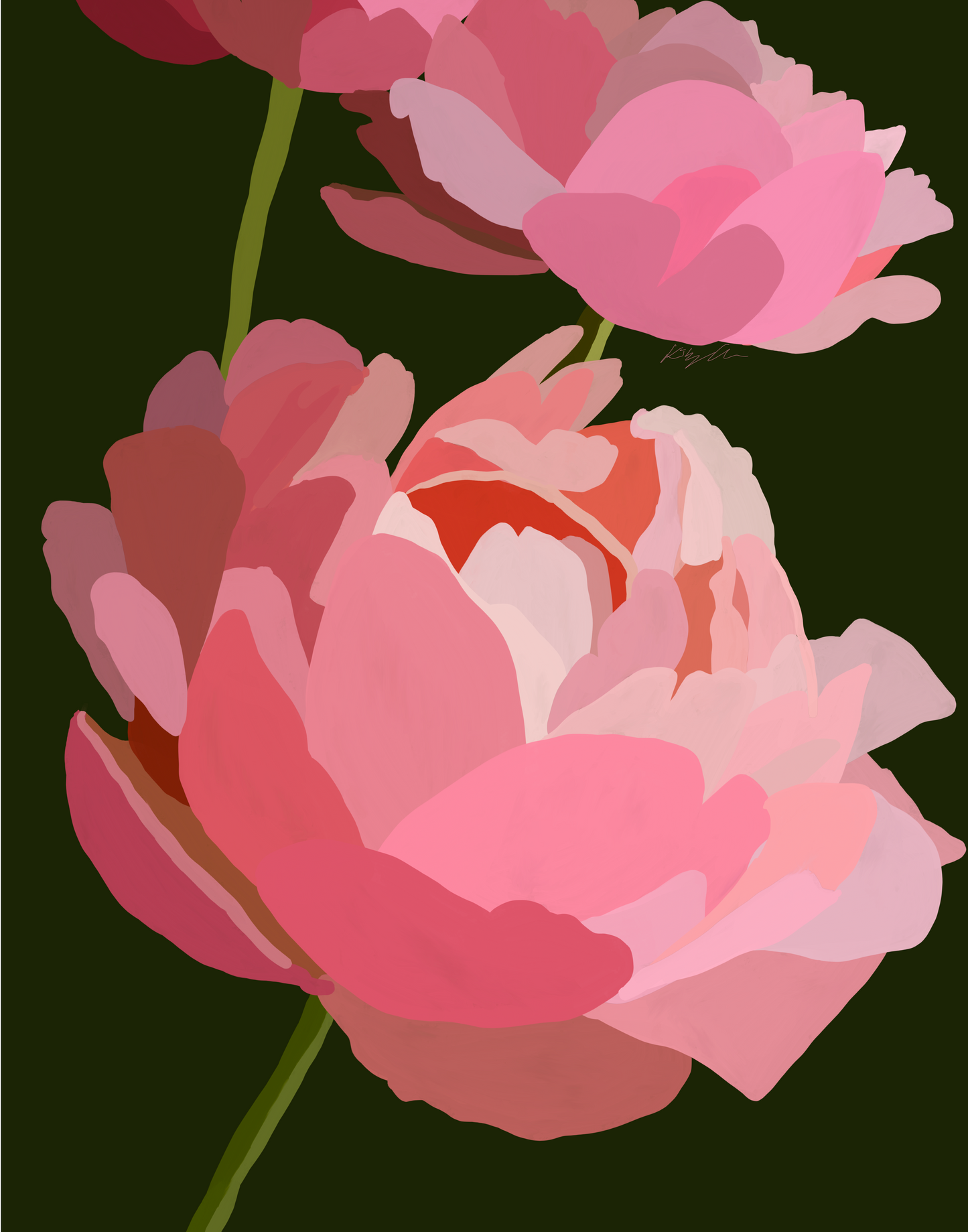 3 Peonies