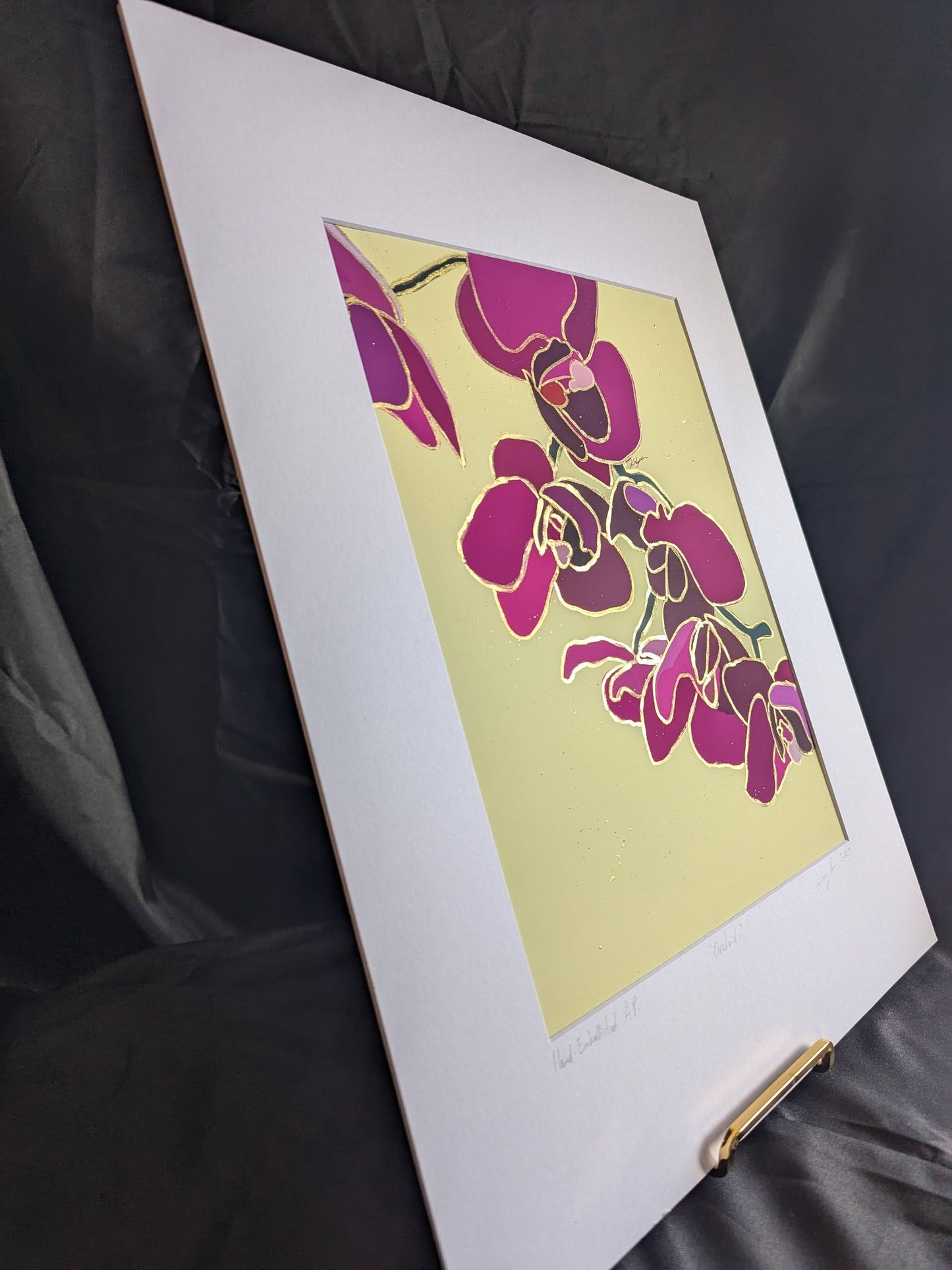 Orchids - Gold Ink Embellished