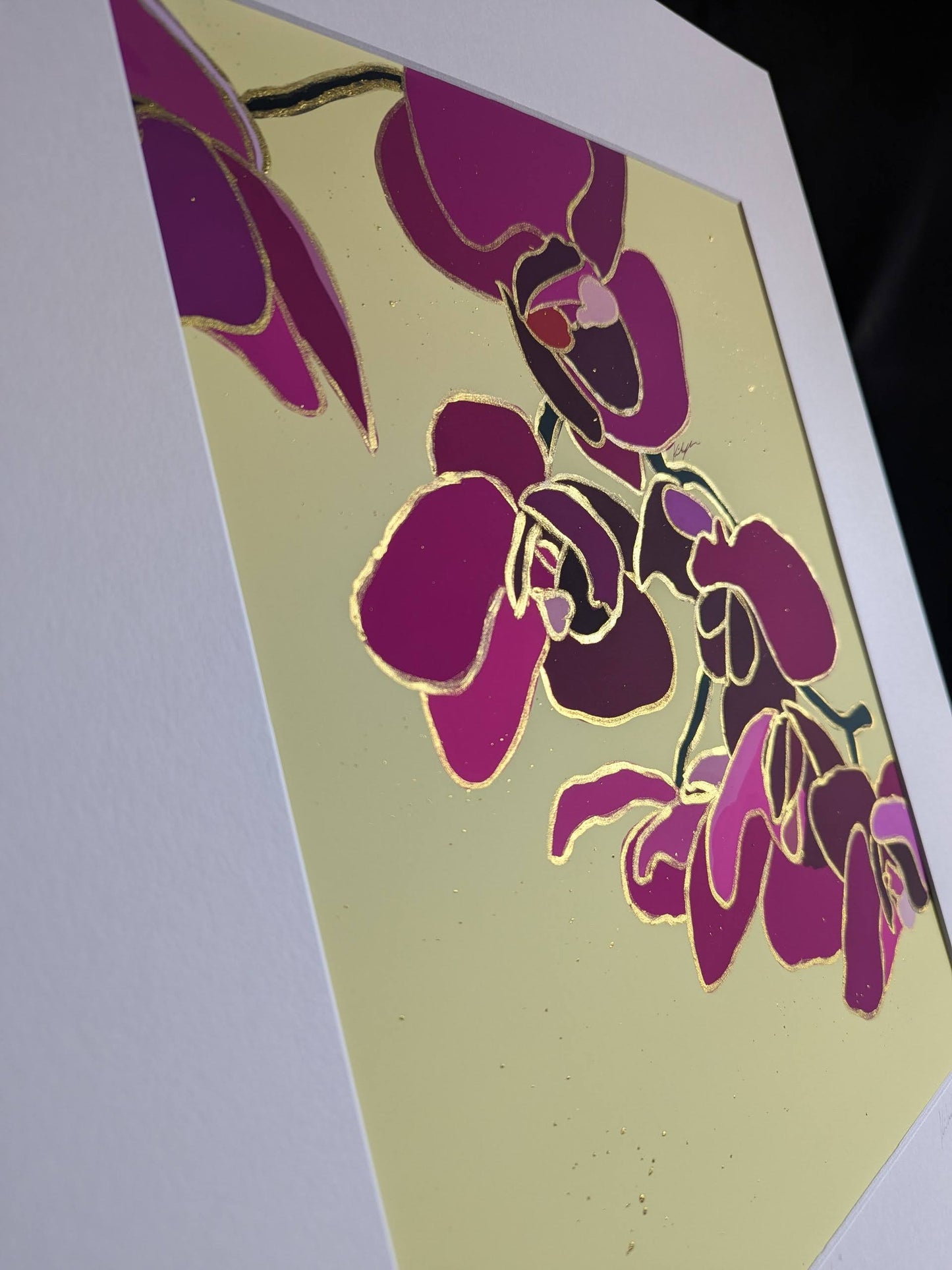Orchids - Gold Ink Embellished