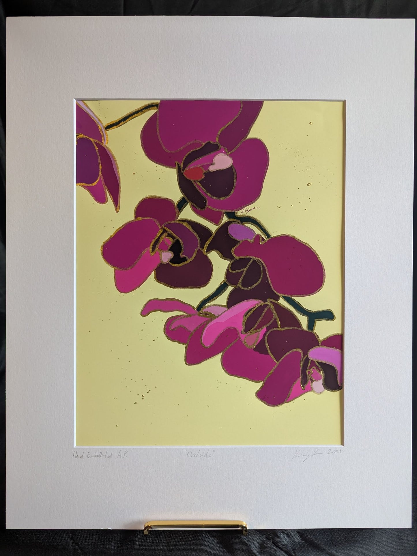 Orchids - Gold Ink Embellished