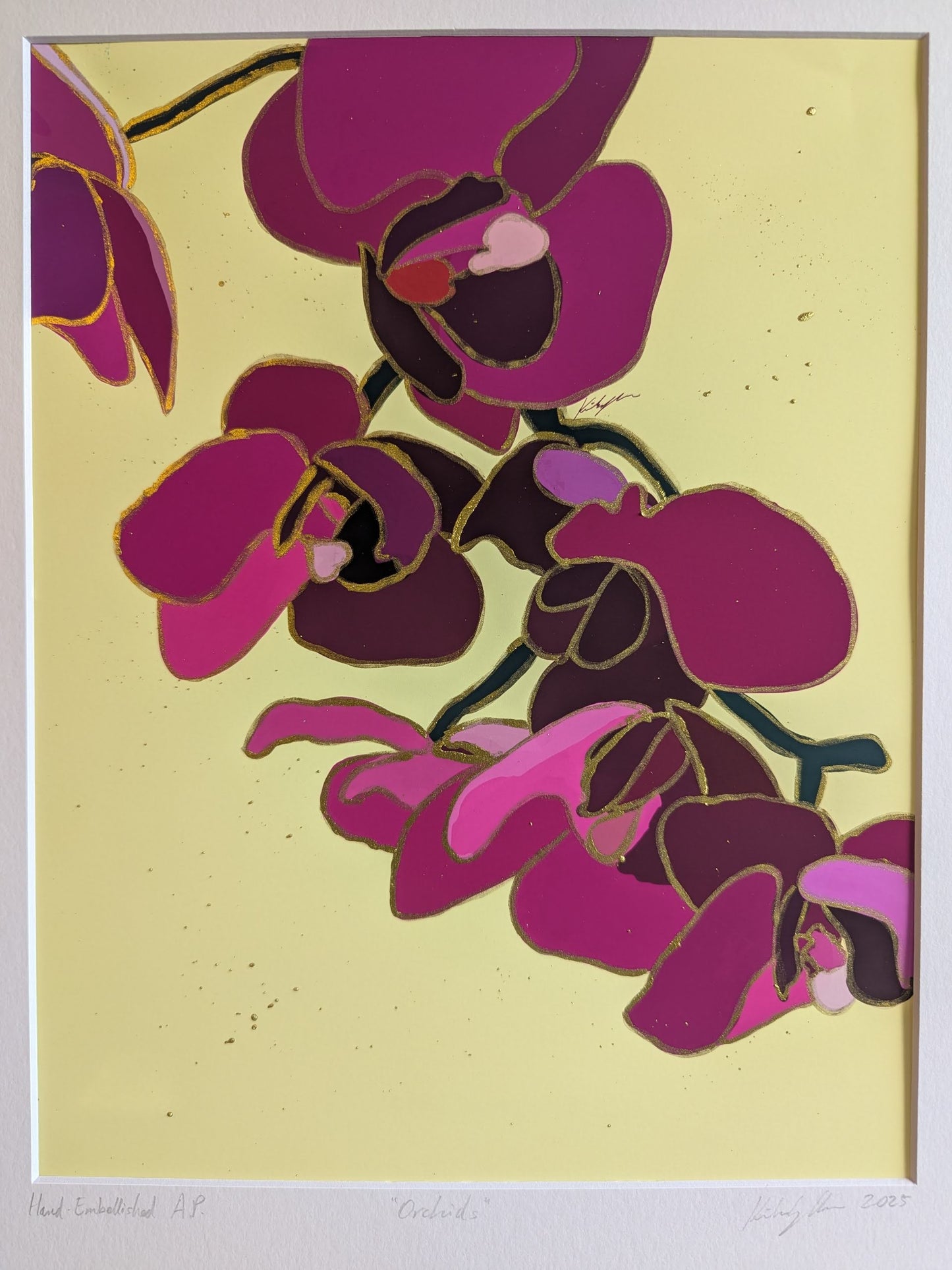 Orchids - Gold Ink Embellished