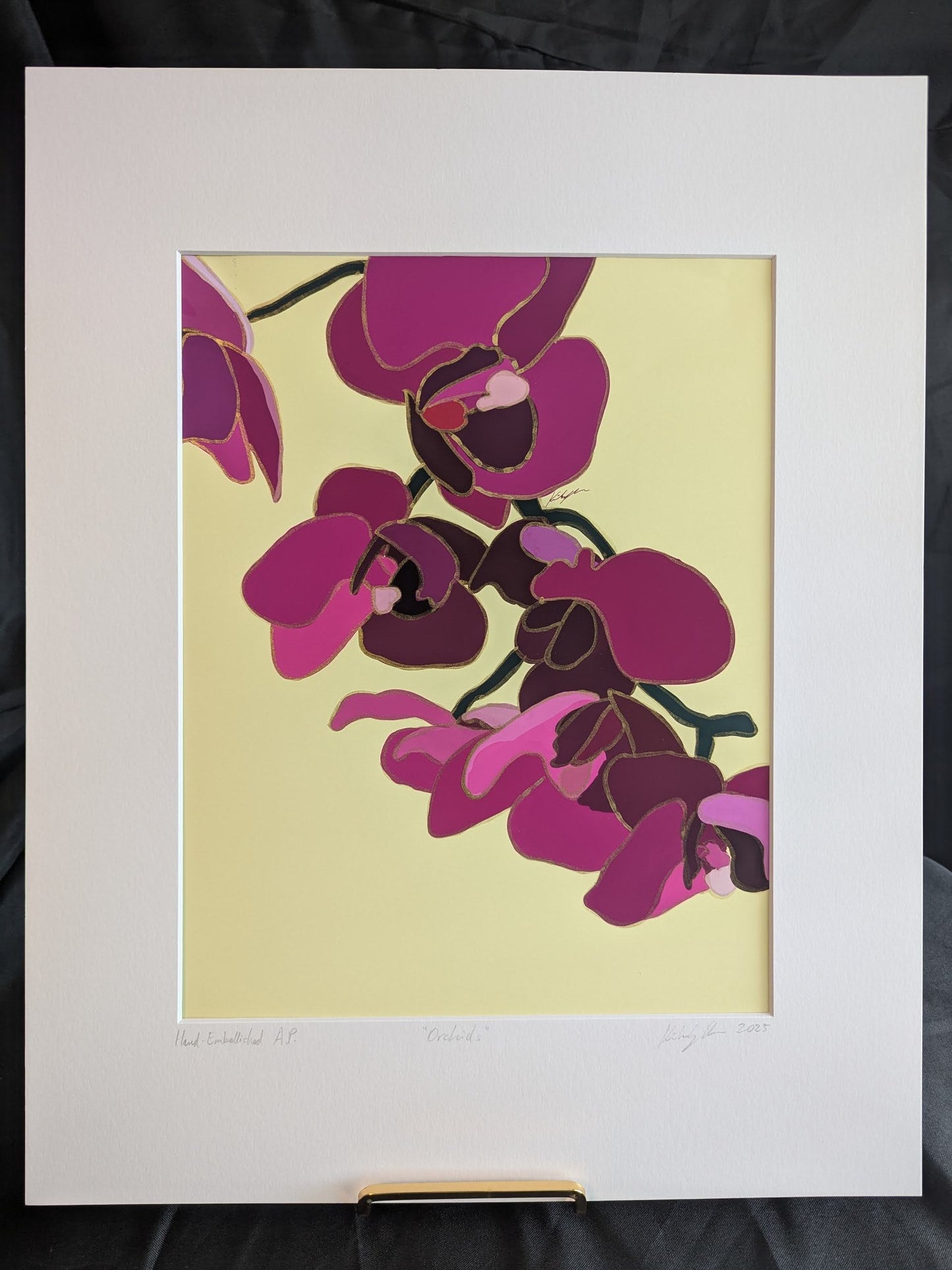 Orchids - Gold Ink Embellished