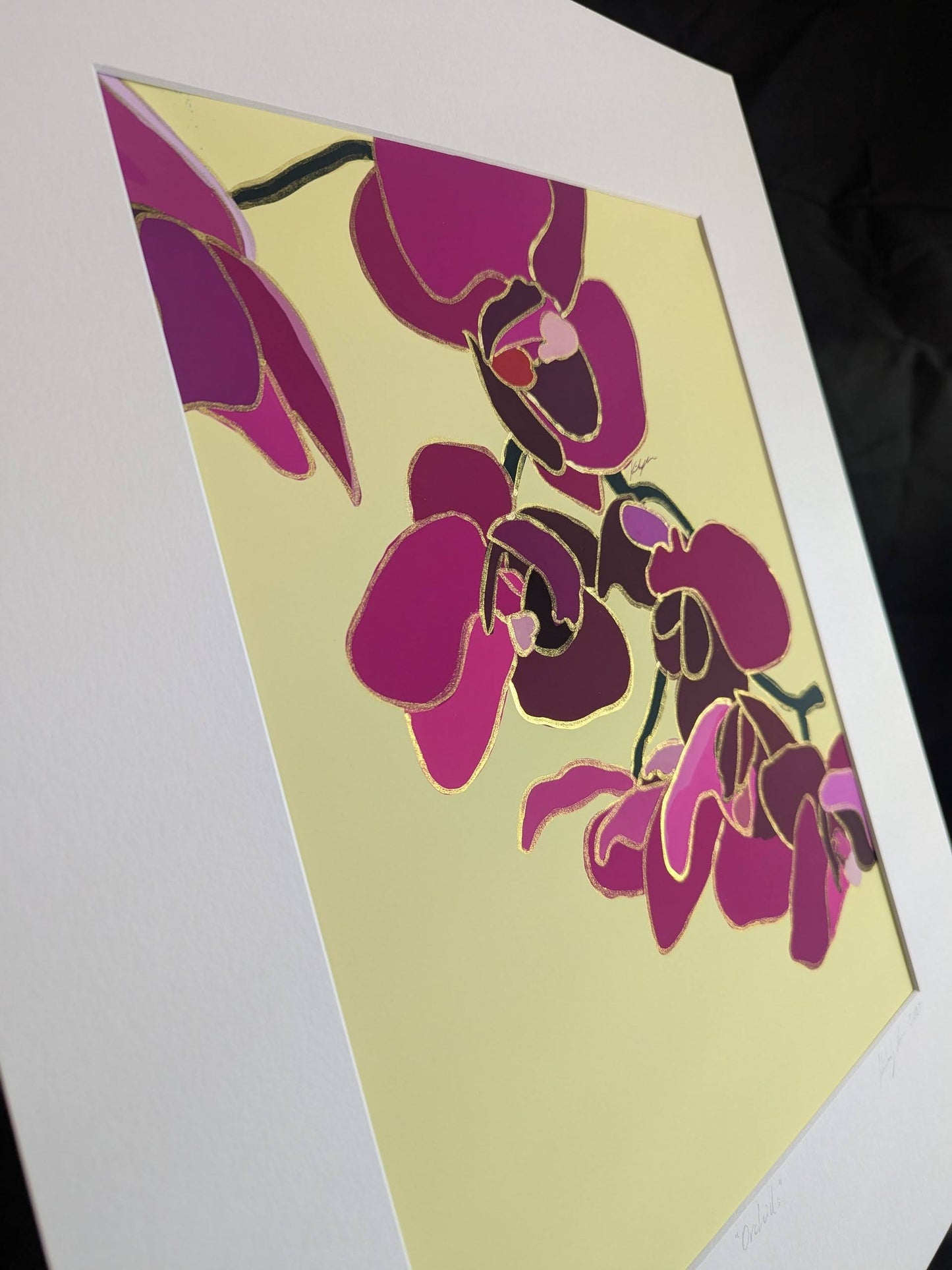 Orchids - Gold Ink Embellished
