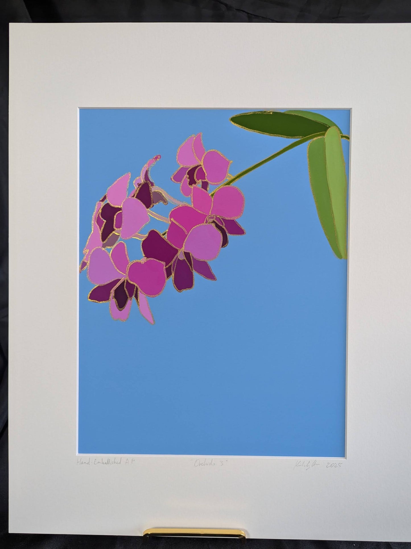 Orchids 3 - Gold Ink Embellished