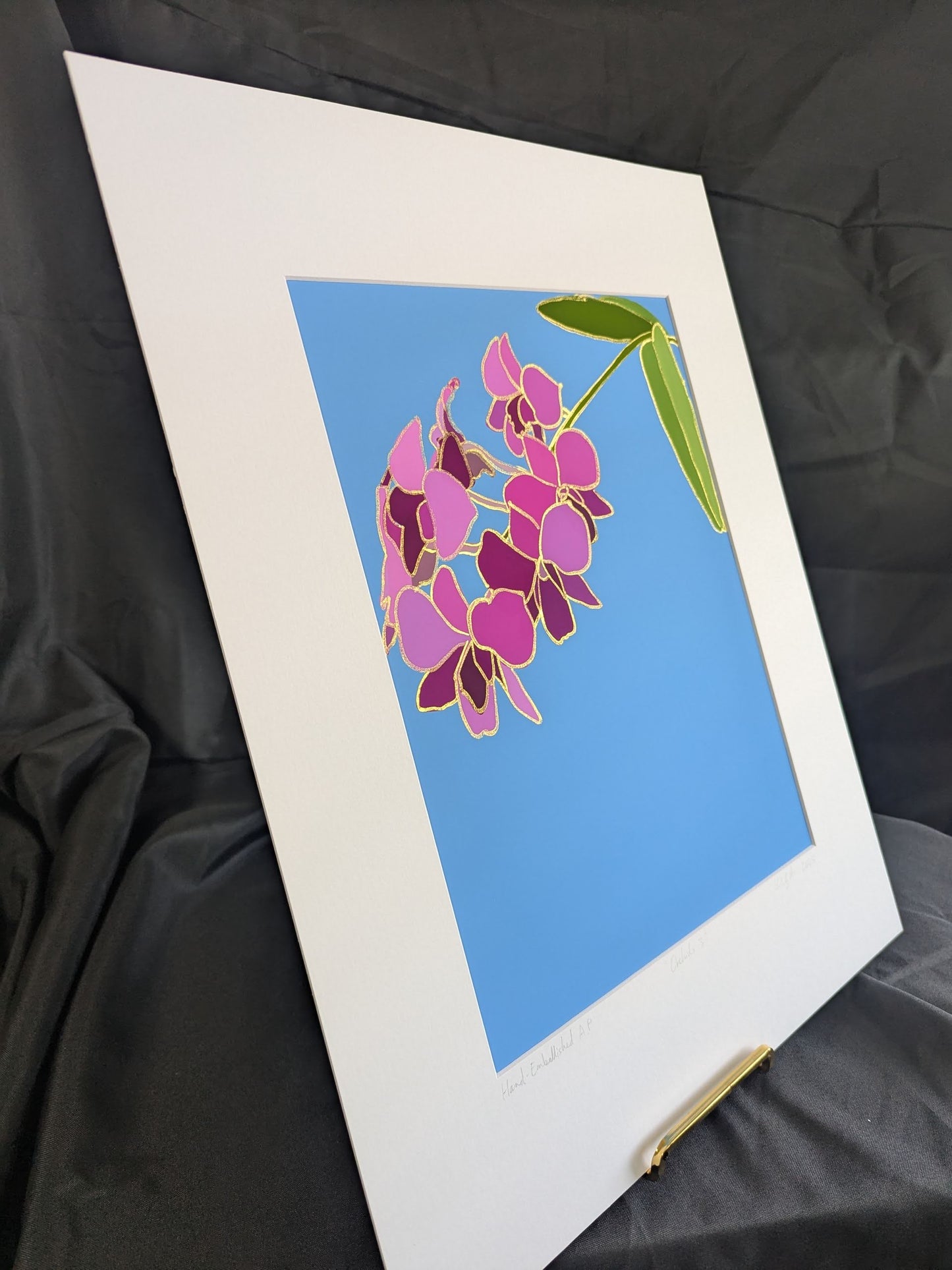 Orchids 3 - Gold Ink Embellished