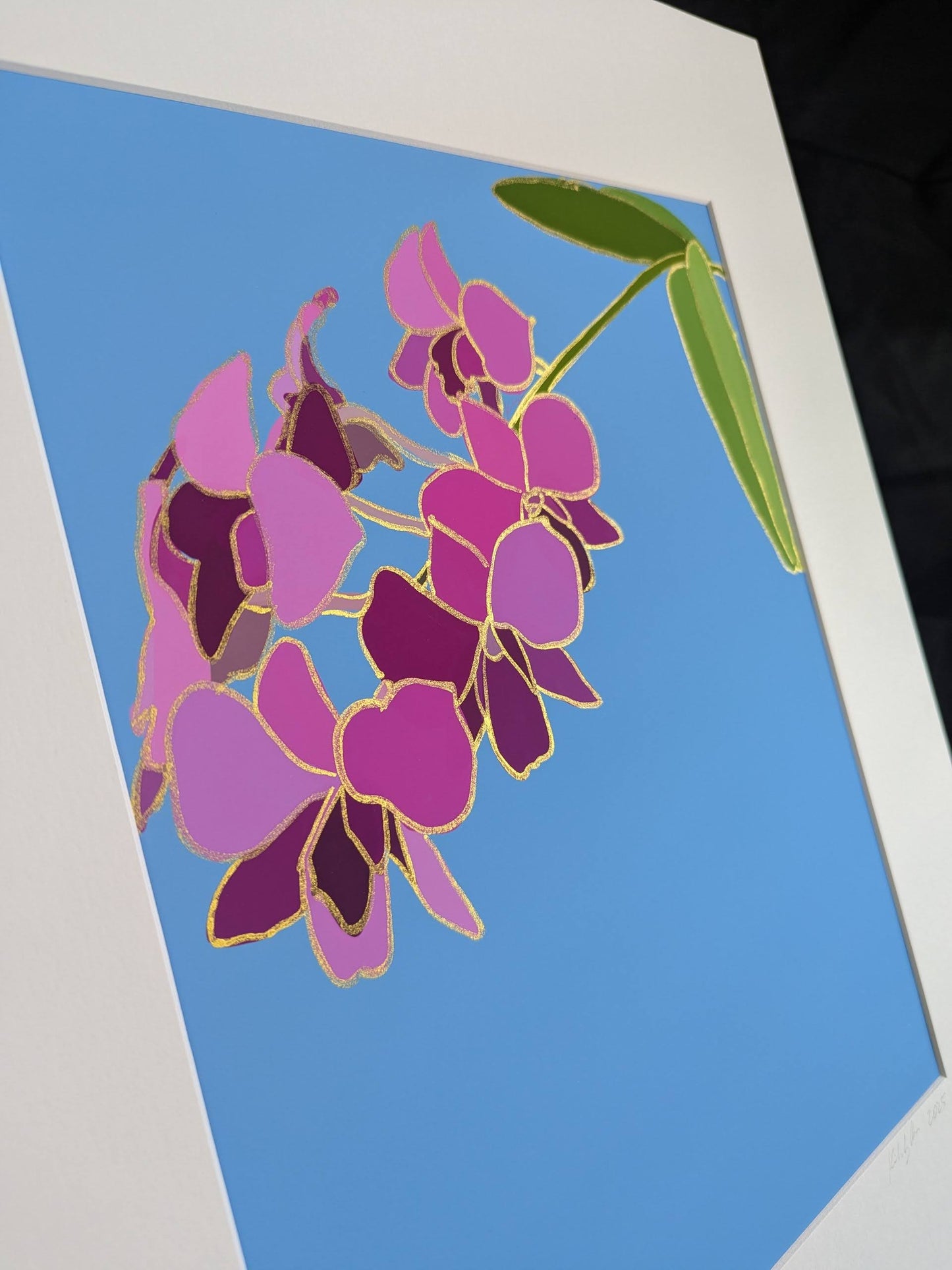 Orchids 3 - Gold Ink Embellished