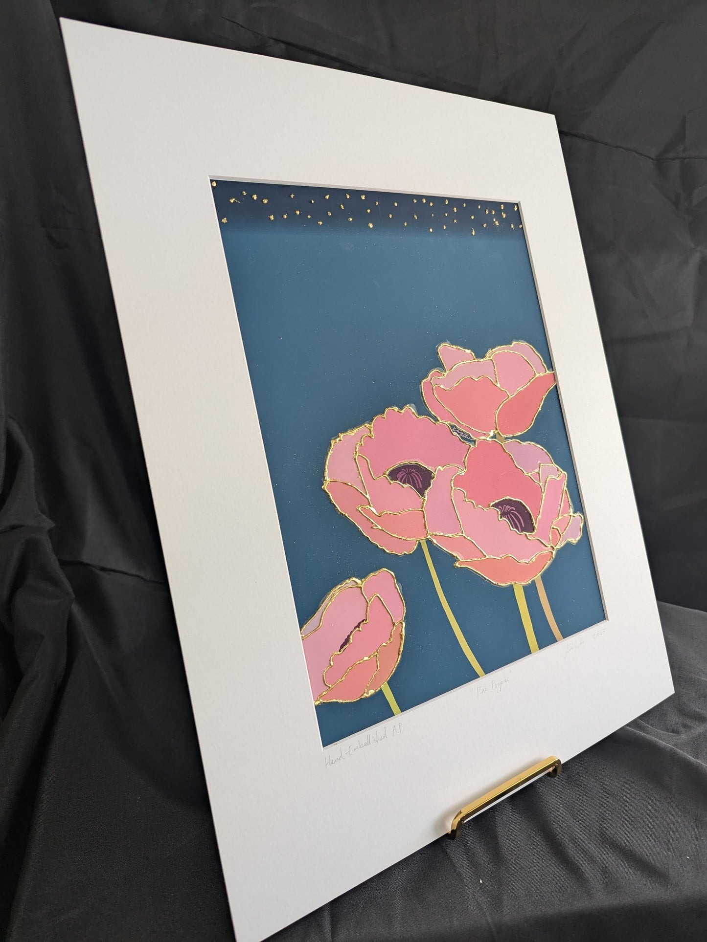 Pink Poppies - Starry Night Edition (Gold Leaf Gilded)