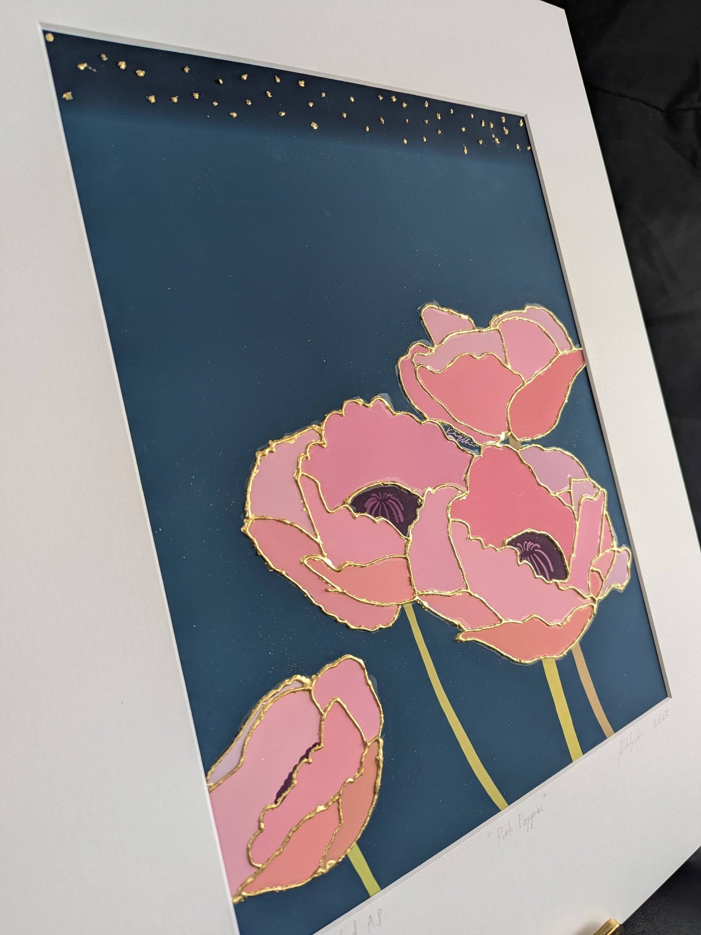 Pink Poppies - Starry Night Edition (Gold Leaf Gilded)