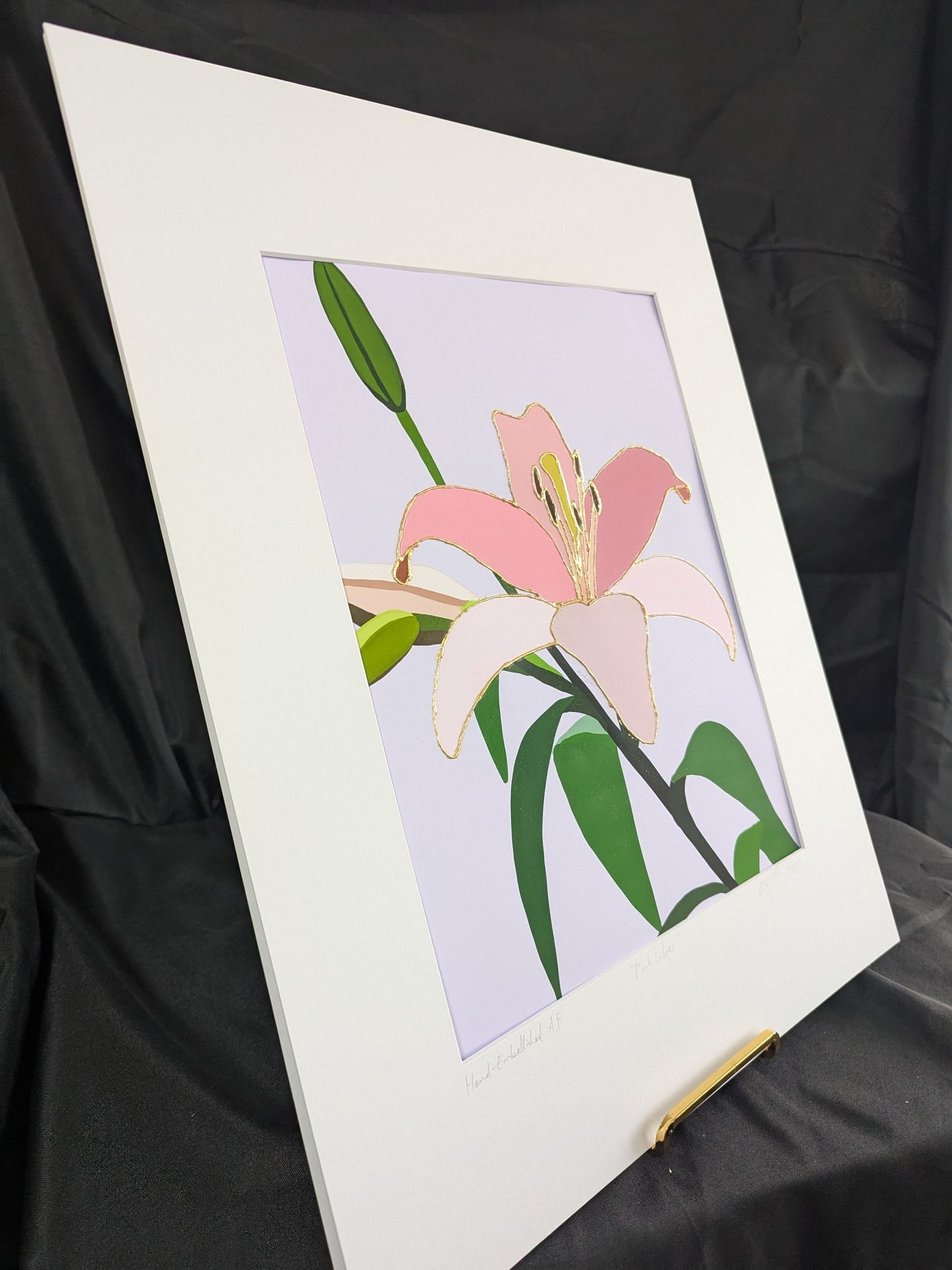 Pink Lilies - Gold Leaf Gilded