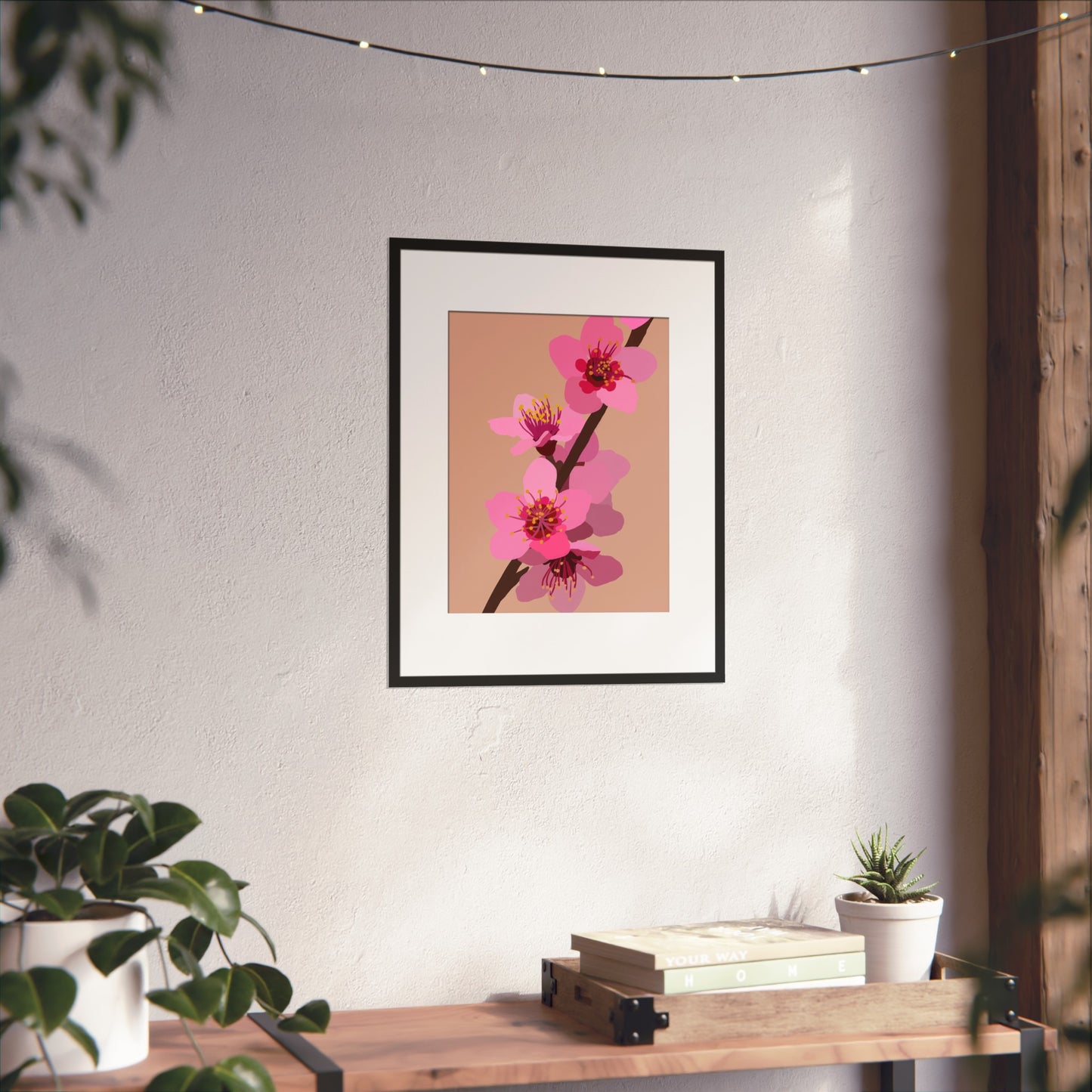 Peach Blossoms - Gold Ink Embellished