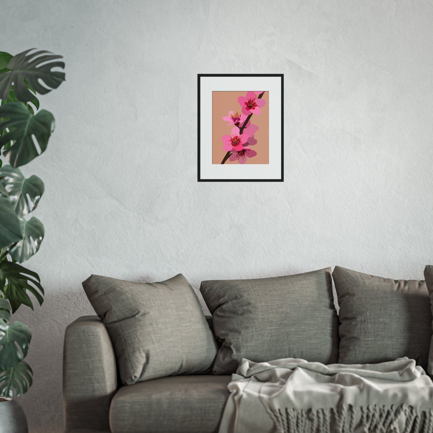 Peach Blossoms - Gold Ink Embellished