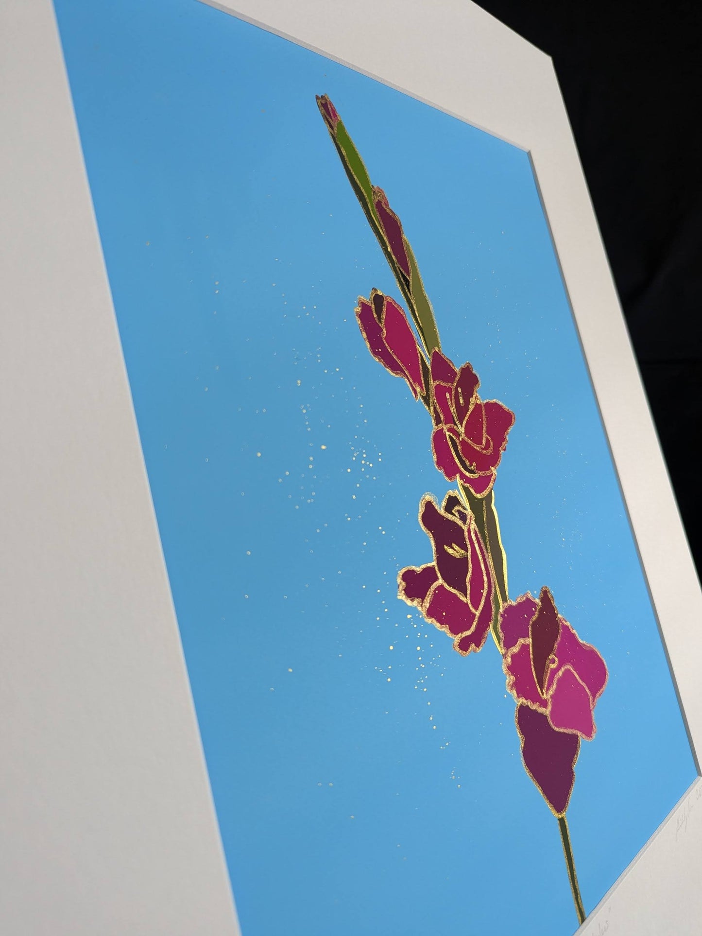 Purple Gladiolus (Sword Lily) - Gold Ink Embellished
