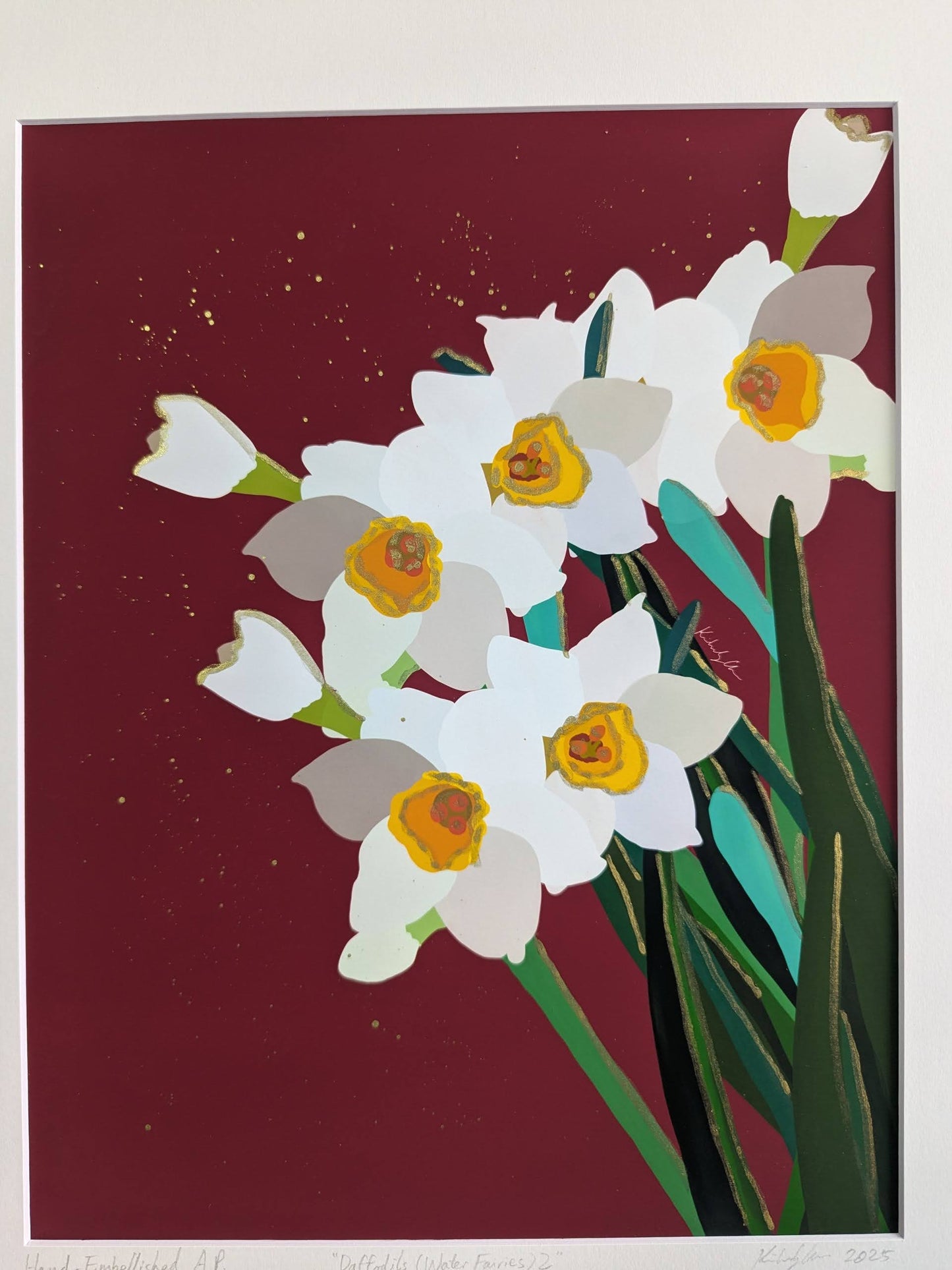 Daffodils (Water Fairies) 2 - Gold Ink Embellished