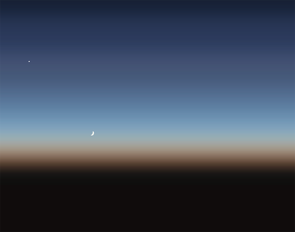 Star and Moon Over Sunset Sky