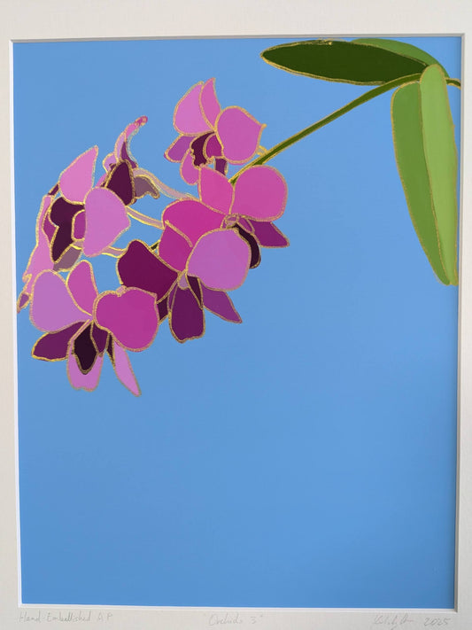 Orchids 3 - Gold Ink Embellished